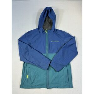 Vineyard Vines Rain Jacket Womens Medium Blue Teal Topographic Map Performance